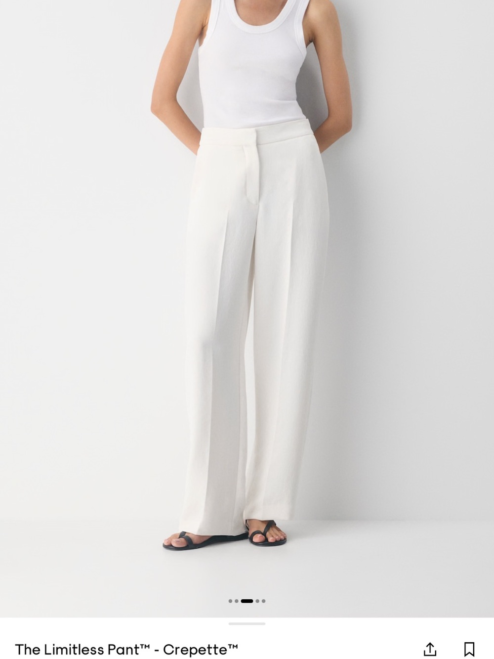 Aritzia Limitless Trousers (Wide-Leg High-Rise) Crepette in Light Birch (Cream)